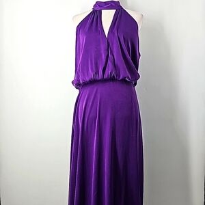 Ashley Stewart Purple Halter Midi Dress